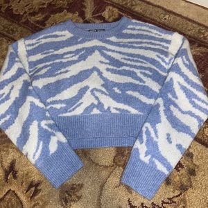 Blue and White Zebra Sweater